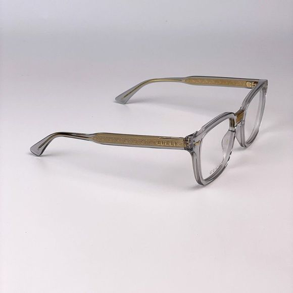 Gucci GG0184O 005 Eyeglasses Gray Clear Gold Square Unisex - Picture 9 of 10